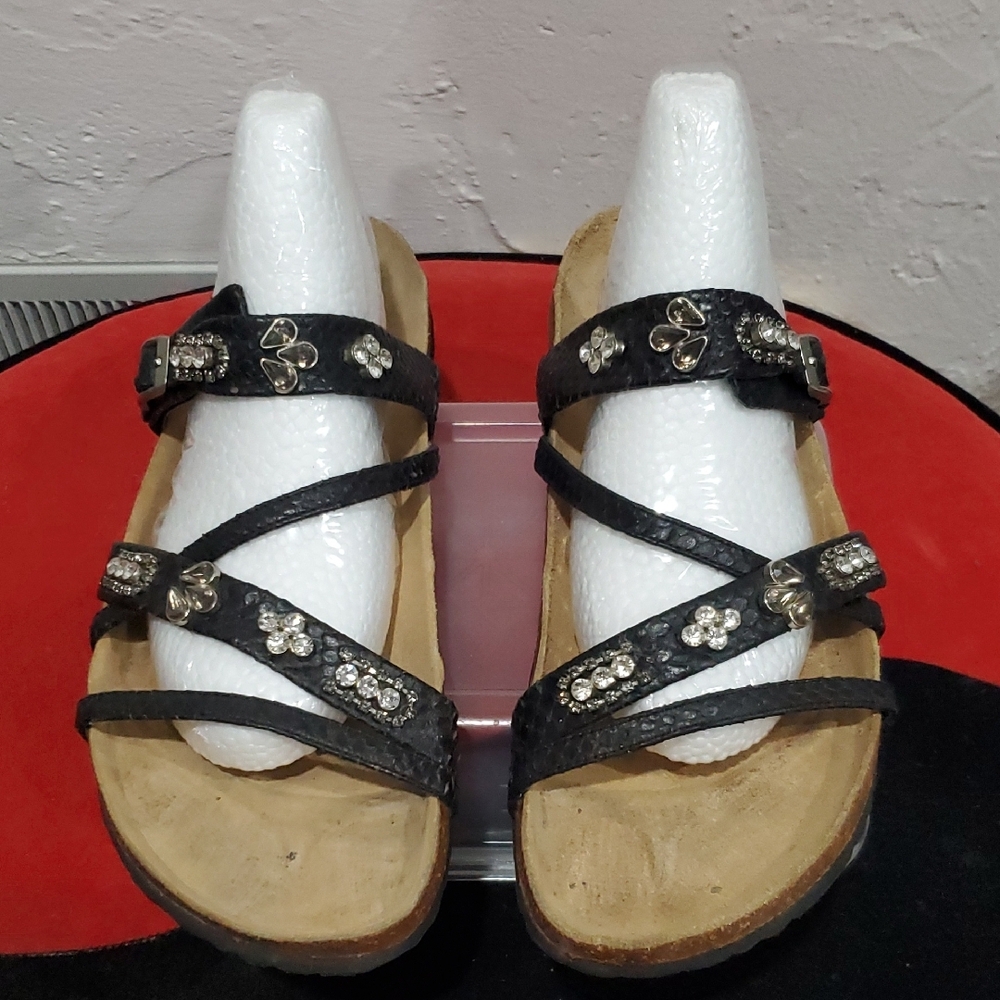 Birkenstock Black Beaded Strappy Sandals